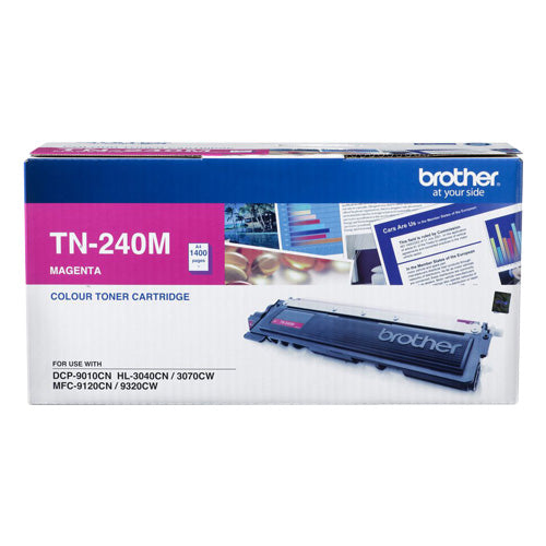 TN-240M COLOUR LASER TONER - MAGENTA TONER CARTRIDGE TO SUIT HL-3040CN/3045CN/3070CW/3075CW, DCP-9010CN, MFC-9120CN/9125CN/9320CW/9325CW - 1,400 PAGES