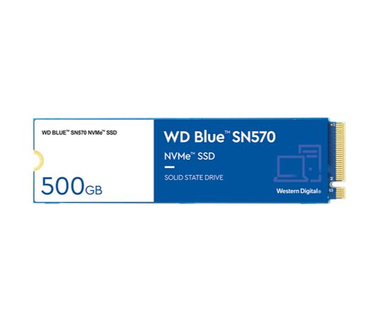 Western Digital WD Blue SN570 500GB NVMe SSD 3500MB/s 2300MB/s R/W 300TBW 360K/3900K IOPS M.2 1.5M hrs MTBF 5yrs