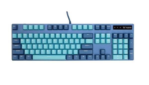 (LS) RAPOO V500 Pro Backlit Mechanical Gaming Keyboard - Spill Resistant, Metal Cover, Ideal for Entry Level Gamers--Cyan Blue