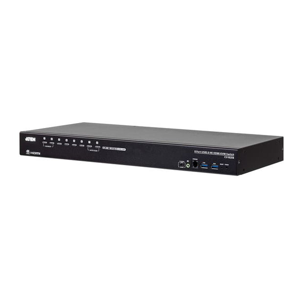 Aten 8-Port USB 3.0 4K HDMI KVM Switch, Port Selection: OSD,Hotkey, Pushbutton, RS-232 Commands