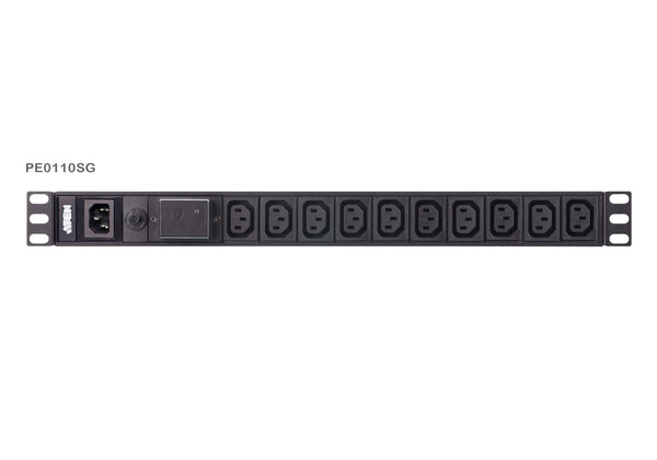 Aten 10 Port 1U Basic PDU with Surge Protection, supports 10A with 10 IEC C13 outputs