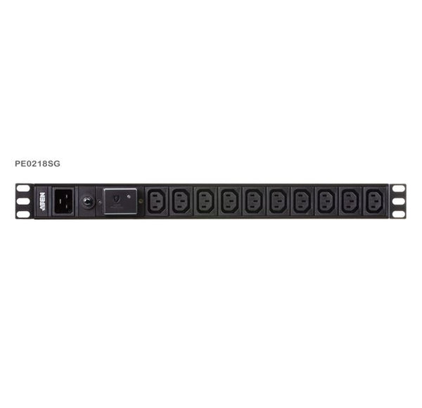 Aten 1U Basic PDU with Surge Protection, 17 x IEC C13, 1 x IEC C19, 16A Max, 100-240 VAC, 50-60 Hz, Overcurrent Protection, Alumnum material