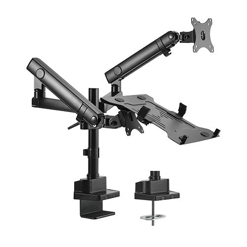 Brateck Aluminum Pole Mount Mechanical Spring Monitor with Laptop holder Fit Most 17'-32' Monitors Up to 8kg . Laptop Up to 4.5kg(LS)