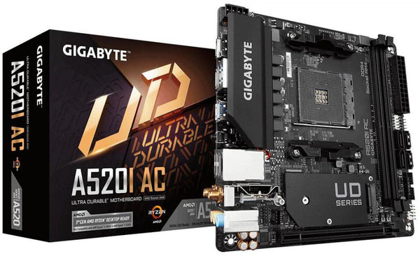 Gigabyte A520I AC AMD Mini-ITX MB 2xDDR4 1xM.2 PCIE3.0 1xDP 2xHDMI  802.11ac WIFI RGB Fusion 2.0