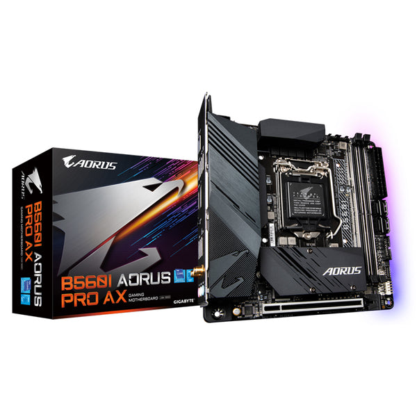 Gigabyte B560I AORUS PRO AX Mini-ITX Motherboard, 2x DDR4 ~64GB, 1x PCI-E x16, 2x M.2, 4x SATAIII, 1x USB-C, 5x USB 3.2, (LS)