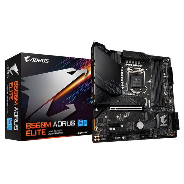 Gigabyte B560M AORUS ELITE Intel mATX Motherboard, 4x DDR4 ~128GB, 2x PCI-E x16, 1x PCI-E x1, 2x M.2, 6x SATAIII, 1x USB-C, 3x USB 3.2, 6x USB 2.0