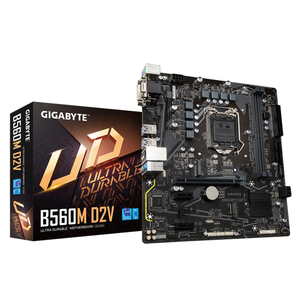 Gigabyte B560M D2V mATX Motherboard, 2x DDR4 ~64GB, 1x PCI-E x16, 2x PCI-E x1, 2x M.2, 6x SATAIII, 4x USB 3.2, 2x USB 2.0 (LS)