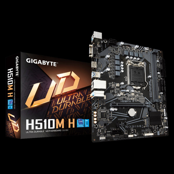 Gigabyte H510M H Micro ATX Motherboard, 2x DDR4 1x PCI-E x16, 1x PCI-E x1, 1x M.2, 4x SATAIII, 2x USB 3.2, 4x USB 2.0