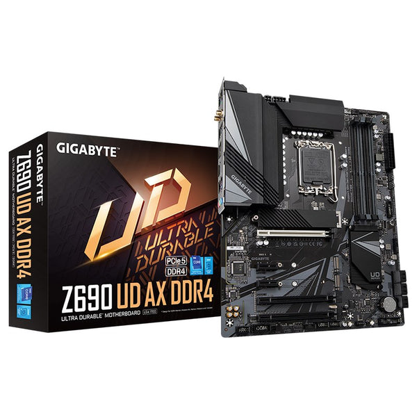 Gigabyte Z690 UD AX DDR4 Intel LGA 1700 ATX Motherboard, 4x DDR4 ~128GB, 3x PCI-E x16, 2x PCI-E x1, 3x M.2, 6x SATA3, 1x USB-C, 5x USB 3.2, 4x USB 2.0