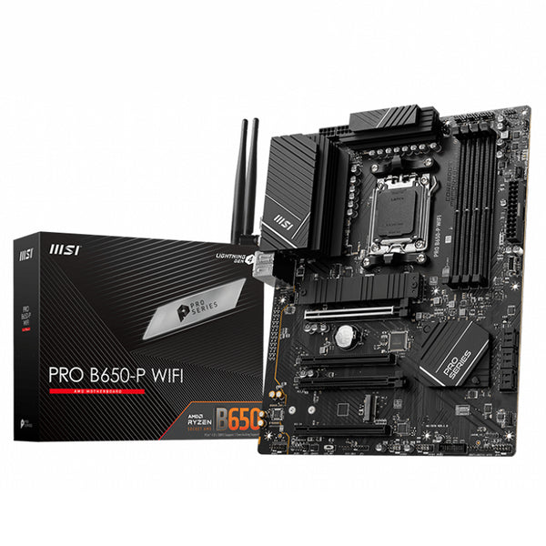 MSI PRO B650-P WIFI AMD AM5 ATX Motherboard, 4x DDR5 ~128GB, 1x PCI-E x16, 2x M.2, 6x SATA,  8x USB 3.2, 1x USB Type C(EOL)->B650-S WIFI