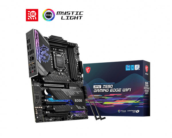 MSI MPG Z590 GAMING EDGE WIFI Intel ATX Motherboard, 4x DDR4 ~128GB, 3x PCI-E x16, 2x PCI-E x1, 6x SATAIII, RAID 0/1/5/10, 1x USB-C, (LS)