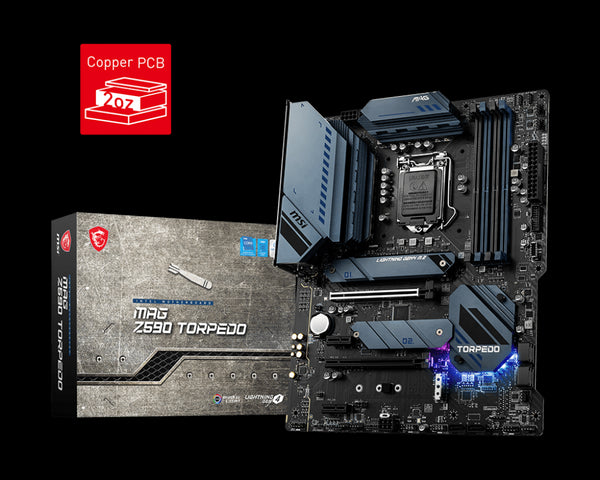 MSI MAG Z590 TORPEDO Intel ATX Motherboard, 4x DDR4, 2x PCI-e x16, 2x PCI-e x1, 6x SATA, 3x M.2, RAID 0/1/5/10, 1x USB-C, 5x USB 3.2, 2x USB 2.0 (LS)