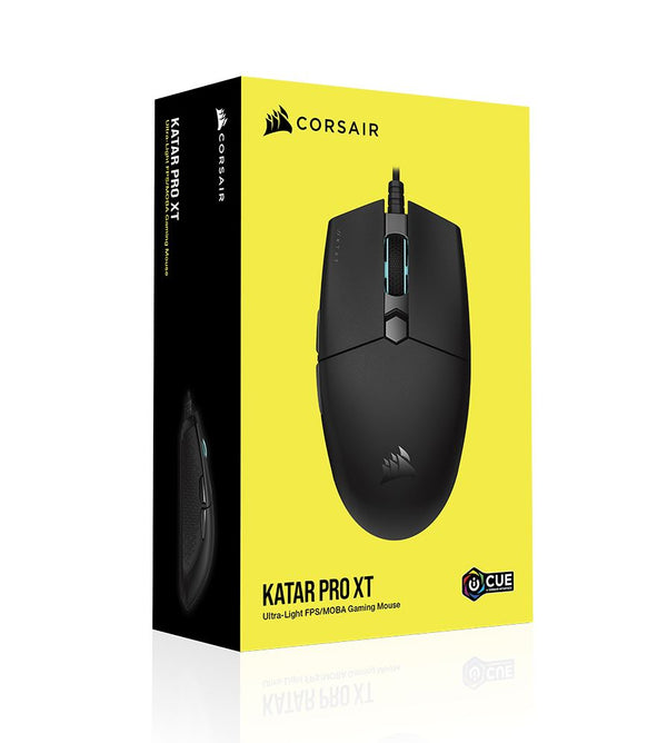 Corsair Katar PRO XT, Ultra Light Weight 73g, Wheel RGB, ICUE Software, Quik Strike Buttons,18k DPI, Compact symetric Shape, Gaming Mice