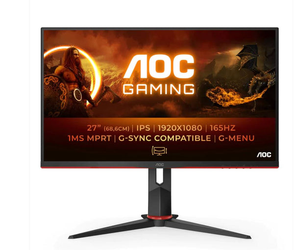 AOC 27' IPS, FHD, Adaptive Sync,1ms, 165Hz , 1A2H1DP, Borderless, Height Adjustable Stand, VESA 100X100mm (LS)