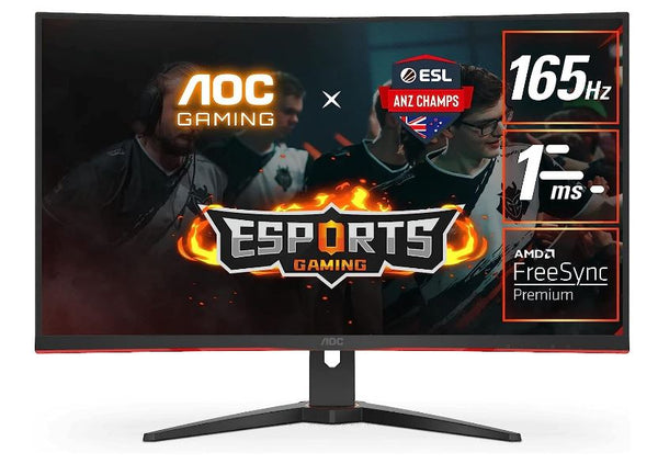 AOC 31.5' Curved 1ms 165Hz Full HD FreeSync Ultra Narrow Border Gaming Monitor - DP x 1, HDMI x 2, VGA x1. VESA100mm Low Blue (LS)