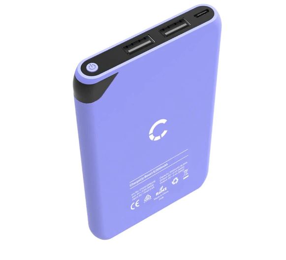 EOL Cygnett ChargeUp Boost 5K mAh Power Bank - Lilac (CY2502PBCHE), Dual Port (2 x USB-A), 12W Fast Charging, Micro-USB to USB-A Cable