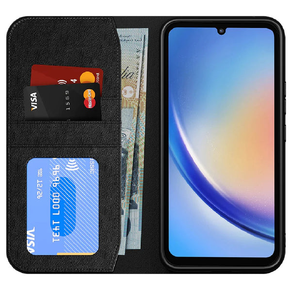 Cygnett UrbanWallet Samsung Galaxy A24 5G Wallet Case - Black (CY4493URBWT), 360° Protection, Folding Stand Feature, 3x Card Slots, TPU Sides