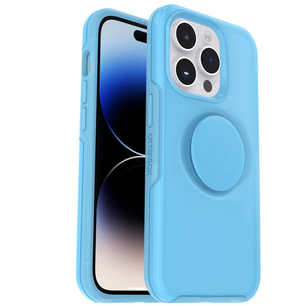 OtterBox Otter + Pop Symmetry Apple iPhone 14 Pro Case You Cyan This? (Blue) - (77-88802), Antimicrobial, DROP+ 3X Military Standard,Swappable PopGrip