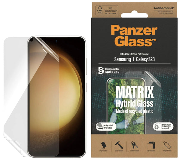 PanzerGlass Samsung Galaxy S23 5G (6.1') Matrix Hybrid Screen Protector Ultra-Wide Fit - (7318), Scratch & Shock Resistant, Drop Protection, 2YR