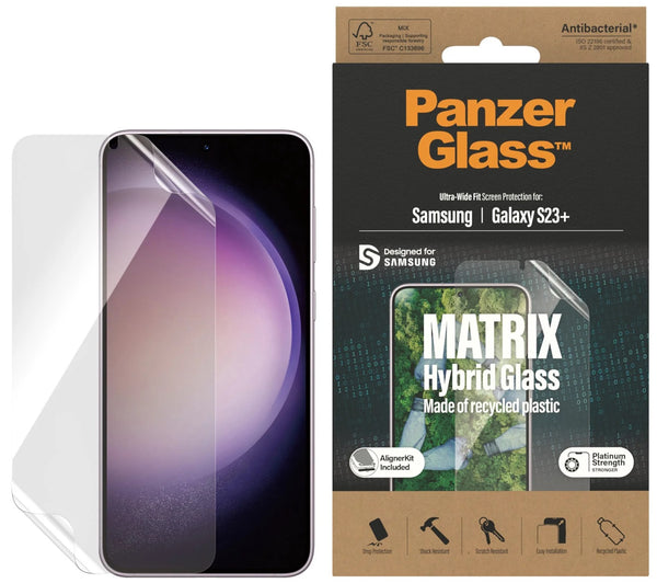 PanzerGlass Samsung Galaxy S23+ 5G (6.6') Matrix Hybrid Screen Protector Ultra-Wide Fit - (7319), Scratch & Shock Resistant, Drop Protection, 2YR