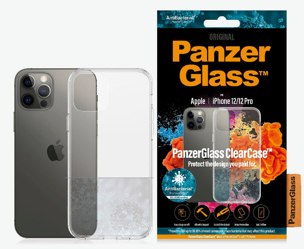 PanzerGlass Apple iPhone 12 / iPhone 12 Pro ClearCase - Clear (0249), AntiBacterial, Scratch Resistant, Shock Resistant, Soft TPU Frame,Anti-Yellowing