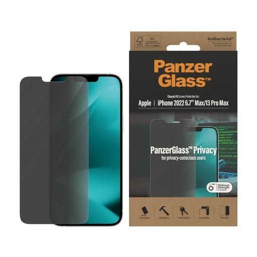 PanzerGlass Apple iPhone 14 Plus /iPhone 13 Pro Max Privacy Screen Protector Classic Fit - (P2769), Scratch & Shock Resistant, AntiBacterial, 2YR