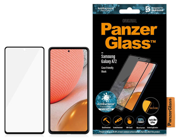 PanzerGlass Samsung Galaxy A72 (6.7') CF Screen Protector - (PRO7255), Black, Anti blue light glass, Protects the entire screen,Resistant to scratches