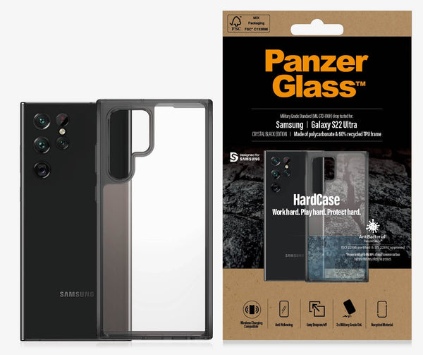 PanzerGlass Samsung Galaxy S22 Ultra 5G(6.8') HardCase - Smokey Black(0373),2X Military Grade Standard,Wireless Charging Compatible,Anti-Yellowing,2YR