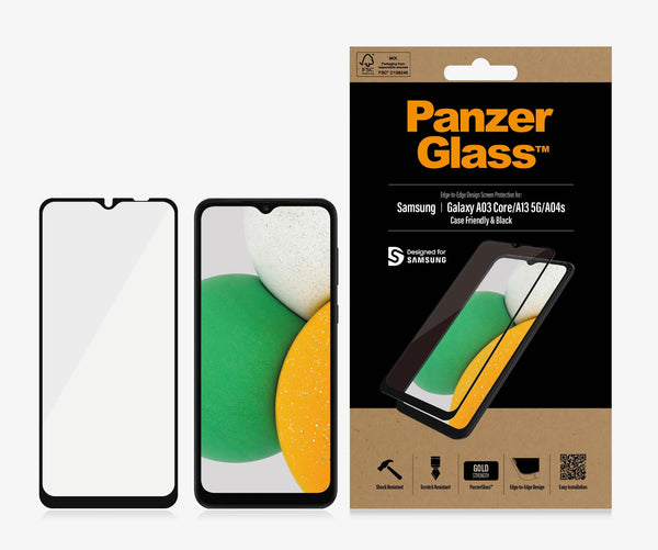 PanzerGlass Samsung Galaxy A04s 4G / Galaxy A13 5G / Galaxy A03 Core (6.5') Screen Protector Edge-to-Edge - Black (7283),Scratch & Shock Resistant,2YR