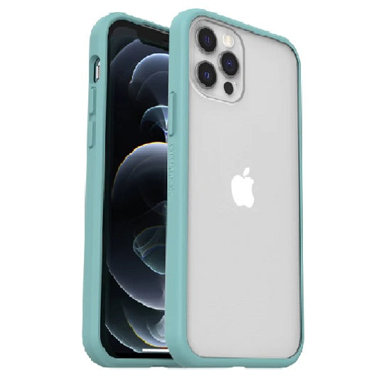 OtterBox Apple iPhone 12 / iPhone 12 Pro React Series Case - Sea Spray (Clear/ Blue) (77-80161), Raised Edges Protect Screen & Camera, Ultra-Slim