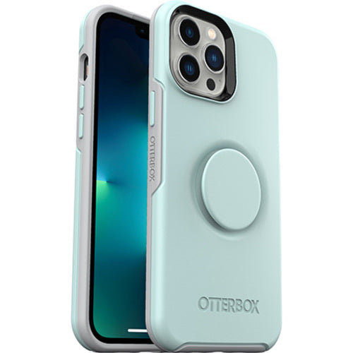 OtterBox Apple iPhone 13 Pro Max / iPhone 12 Pro Max Otter + Pop Symmetry Series Antimicrobial Case - Tranquil Waters (Light Teal / Grey) (77-83553)