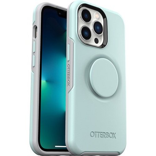 EOL OtterBox Otter + Pop Symmetry Apple iPhone 13 Pro Case Light Teal/Grey - (77-83545), Antimicrobial, DROP+ 3X Military Standard, Swappable PopGrip