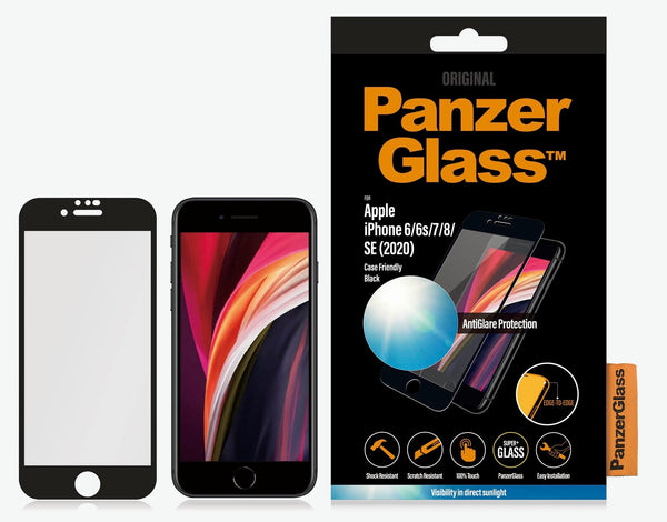 PanzerGlass Apple iPhone SE (2nd Gen) and iPhone 8/7/6s/6 Screen Protector - (2700), Black, Anti-Glare, AntiBacterial, Scratch Resistant