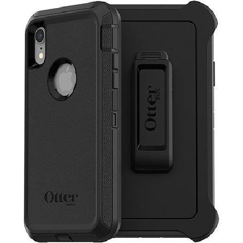 OtterBox Defender Apple iPhone XR Case Black - (77-59761), DROP+ 4X Military Standard, Multi-Layer, Included Holster, Raised Edges, Rugged