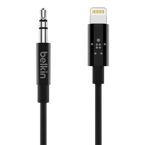 EOL Belkin 3.5 mm Audio Cable With Lightning Connector (0.9M) - Black(AV10172bt03-BLK),MFi-certified,Connect with a single cable – no adapter required