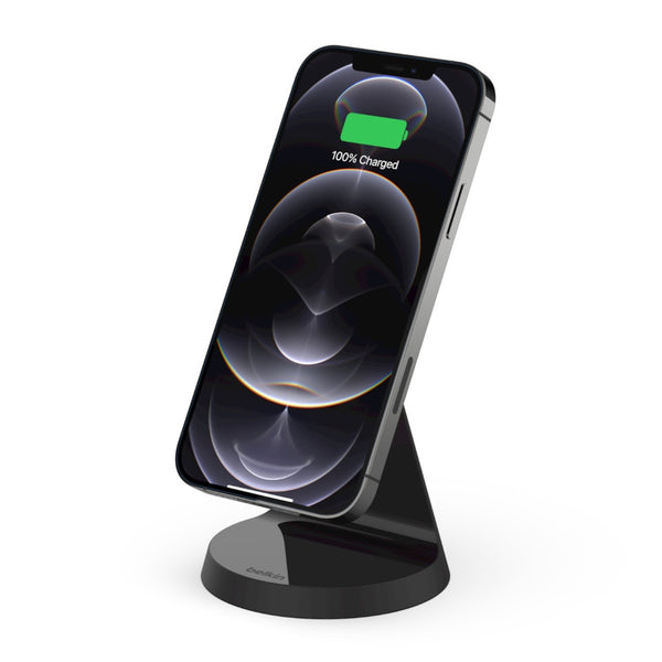 Belkin BoostCharge Magnetic Wireless Charger Stand 7.5W For iPhone 14/ iPhone 13 & iPhone 12 Series devices - Black (WIB003btBK), Safe and Secure