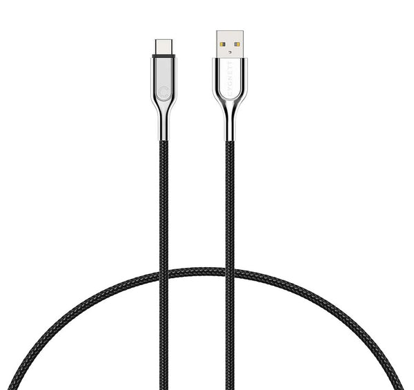 Cygnett Armoured USB-C to USB-A (2.0) Cable (2M) - Black (CY2682PCUSA), 3A/60W, Double Braided Nylon, 20K Bend, 480Mbps Transfer Speed, 5 Yr. WTY.