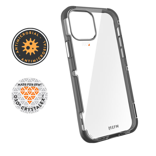 EFM Cayman Case Armour with D3O Crystalex - For Apple iPhone 12/12 Pro 6.1' - Smoke Black (EFCCAAE181SMB), Military Grade Protection, Slim design