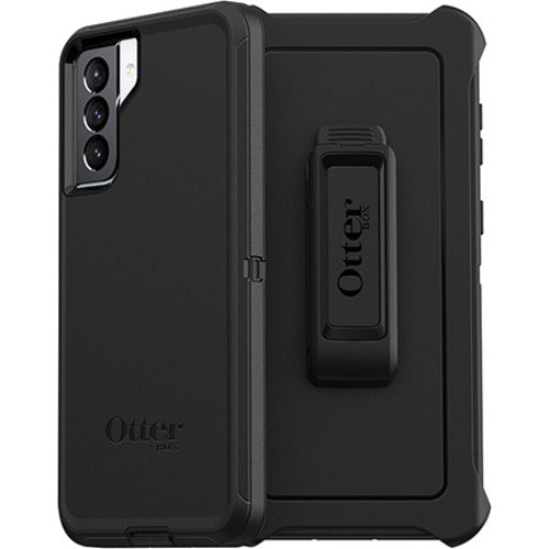 OtterBox Defender Samsung Galaxy S21+ 5G (6.7') Case Black - (77-81252), DROP+ 4X Military Standard, Multi-Layer, Included Holster,Raised Edges,Rugged