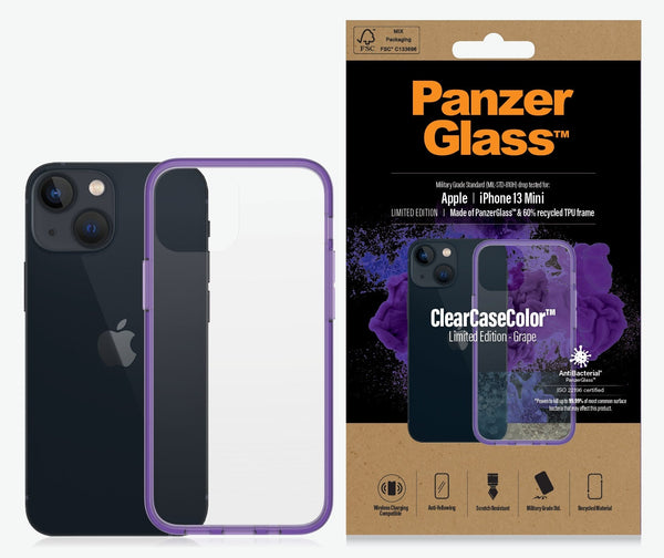 PanzerGlass Apple iPhone 13 Mini ClearCase - Grape Limited Edition(0327), Scratch & Shock Resistant, Anti-Yellowing, TPU Material, 2YR