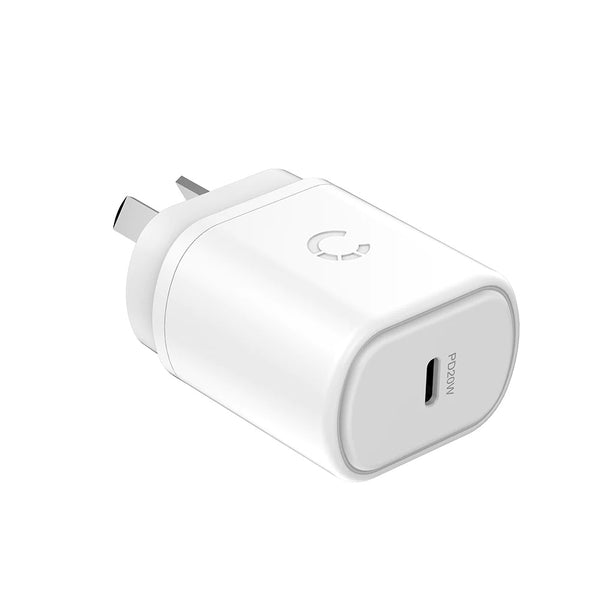 [LS] Cygnett PowerPlus 20W USB-C PD Wall Charger - White(CY3612PDWCH-01),Small,Light and Portable design,Travel Ready,Fast Charge Your Phone,Palm-Size