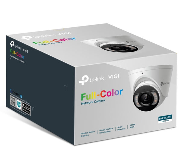 TP-Link VIGI 5MP C455(2.8mm) Full-Color Turret Network Camera  2.8mm Lens, Two-Way Audio, Smart Detection