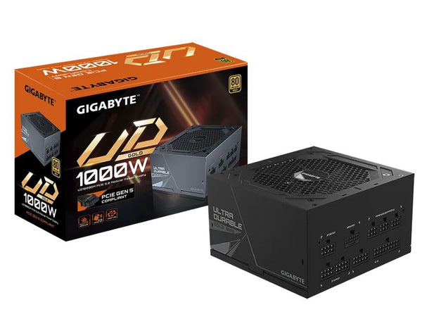 Gigabyte UD1000GM PG5 1000W ATX PSU Power Supply  80+ Gold >90% 120mm Fan Black Flat Cables Single +12V Rail Japanese  >100K Hrs