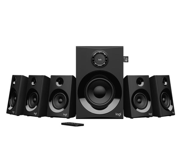 (LS) Logitech Z607 5.1 Surround Sound Speakers SD USB FM 160 WATTS 133.35 mm subwoofer extra-long rear cables (replacement Z623)