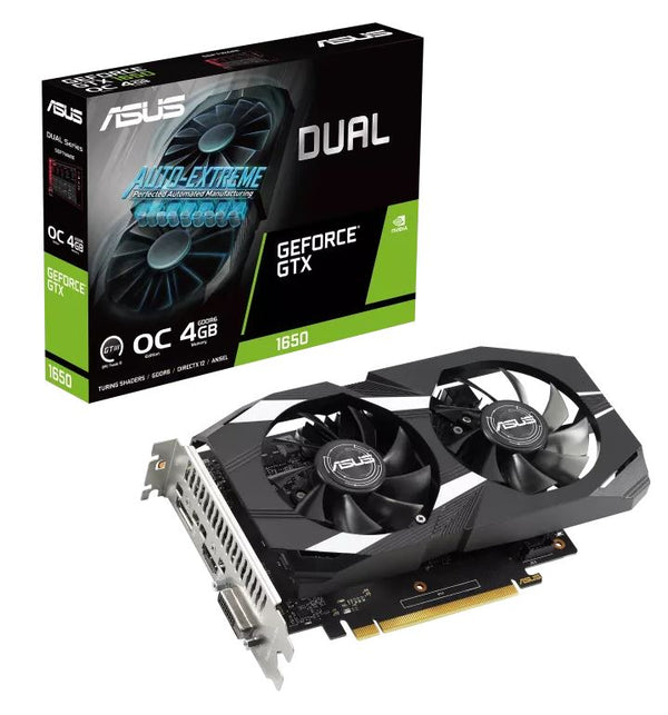 ASUS nVidia GeForce DUAL-GTX1650-O4GD6-P-V2 OC Edition 4GB GDDR6,1650 MHz Boost Clock,PCI Express 3.0, DVI-Dx1, HDMIx1, DPx1