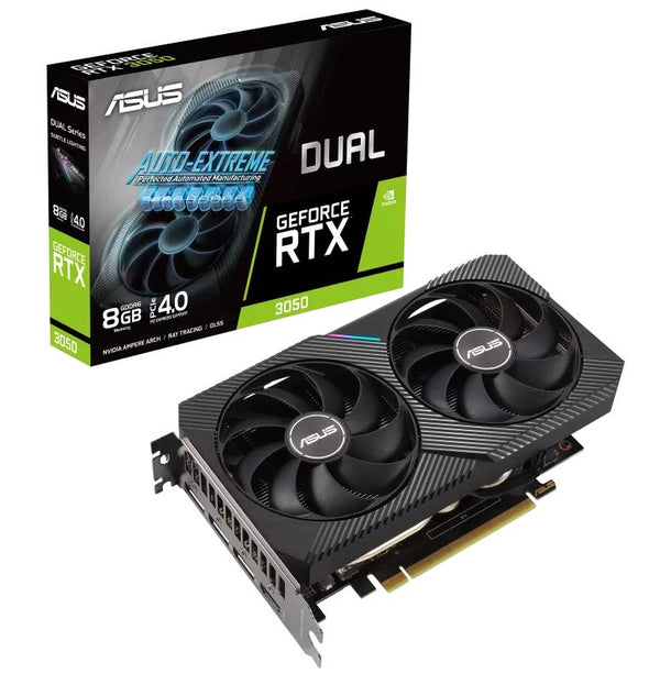 ASUS nVidia GeForce DUAL-RTX3050-8G RTX 3050 8GB  GDDR6, 1807 Mhz Boost, PCIe 4.0, 1xHDMI 2.1, 3xDP 1.4a