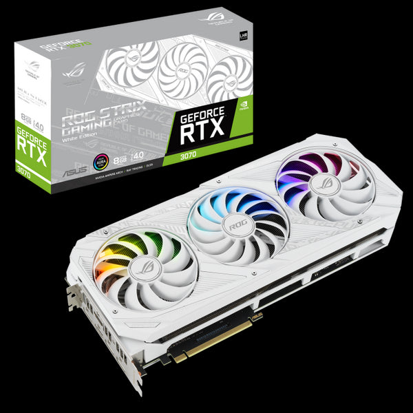 ASUS nVidia GeForce ROG-STRIX-RTX3070-8G-WHITE-V2 RTX 3070 V2 White 8GB GDDR6, PCIe4.0, 1755/1725 MHz, 2xHDMI 3xDP, ARGB (LHR)