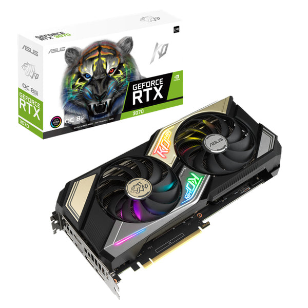 ASUS nVidia GeForce KO-RTX3070-O8G-V2-GAMING RTX3070 8GB OC Edition GDDR6. 1845/1815 Mhz Boost, 2xHDMI, 3xDP, 2nd Gen RT Cores, 3rd Gen Tensor Cores (