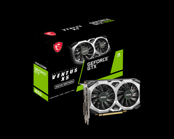 MSI nVidia GeForce GTX 1650 D6 VENTUS XS OC Video Card, PCI-E 3.0, 1620 MHz Boost Clock, 1x DisplayPort 1.4a, 1x HDMI 2.0, 1x DVI-D (LS)