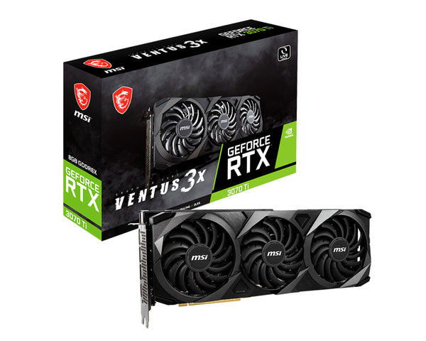 MSI nVidia Geforce RTX 3070 Ti VENTUS 3X 8GB OC Video Card, 1800 MHz Boost Clock, GDDR6X, PCI-E 4.0, 3x DisplayPort 1.4a, 1x HDMI 2.1